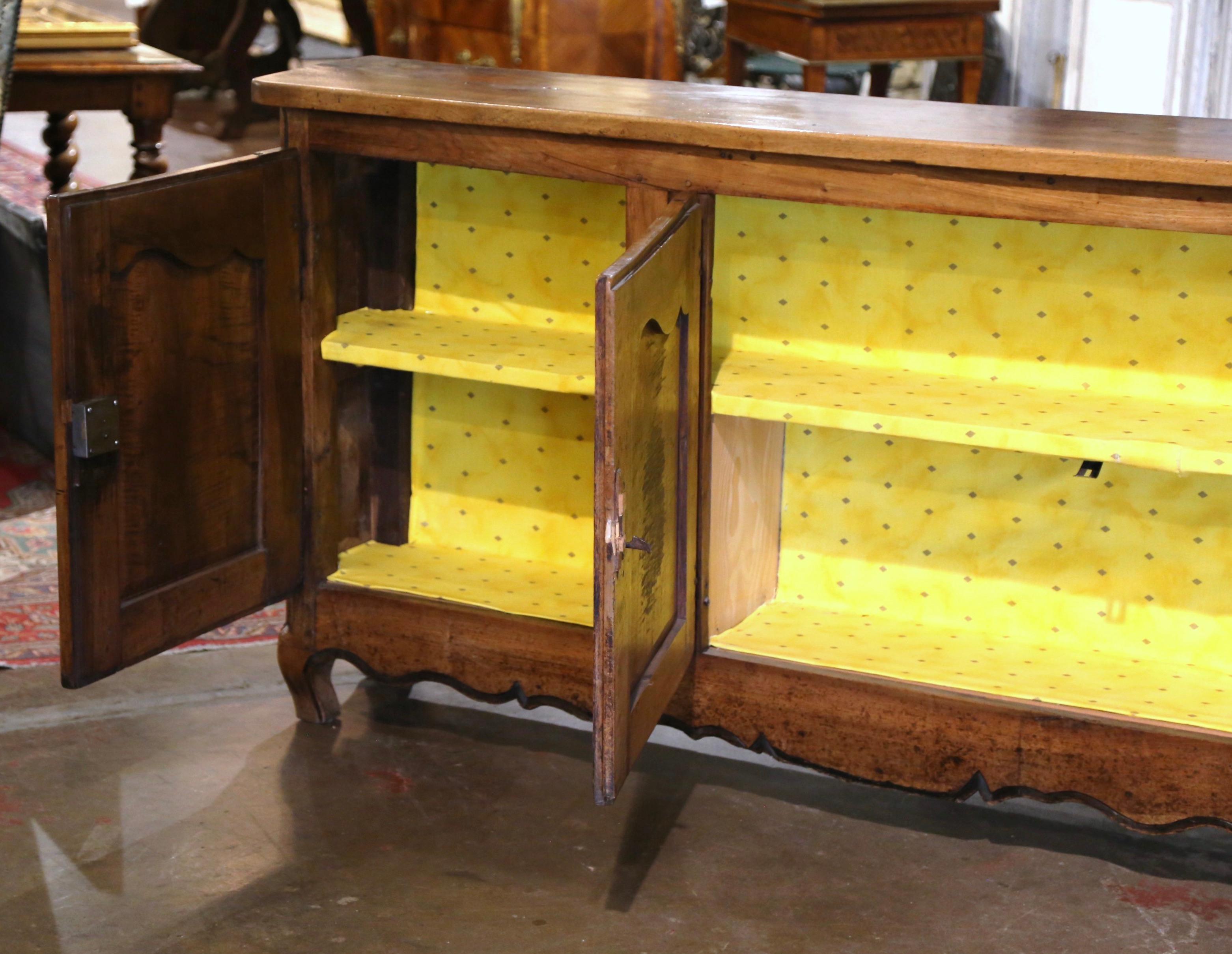 18th Century French Louis XV Carved Walnut Three-Door Buffet from Lyon 7