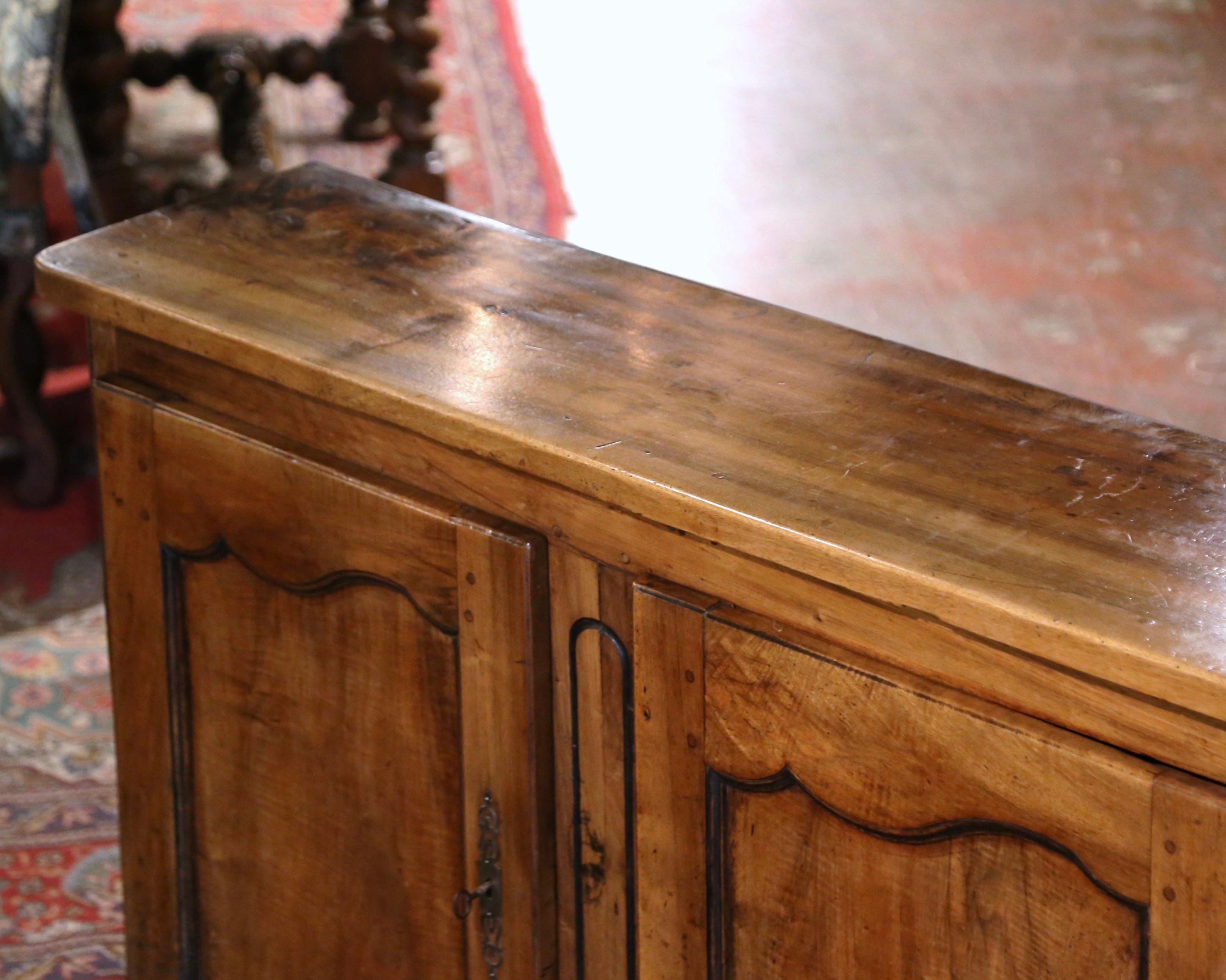 Hand-Carved 18th Century French Louis XV Carved Walnut Three-Door Buffet from Lyon