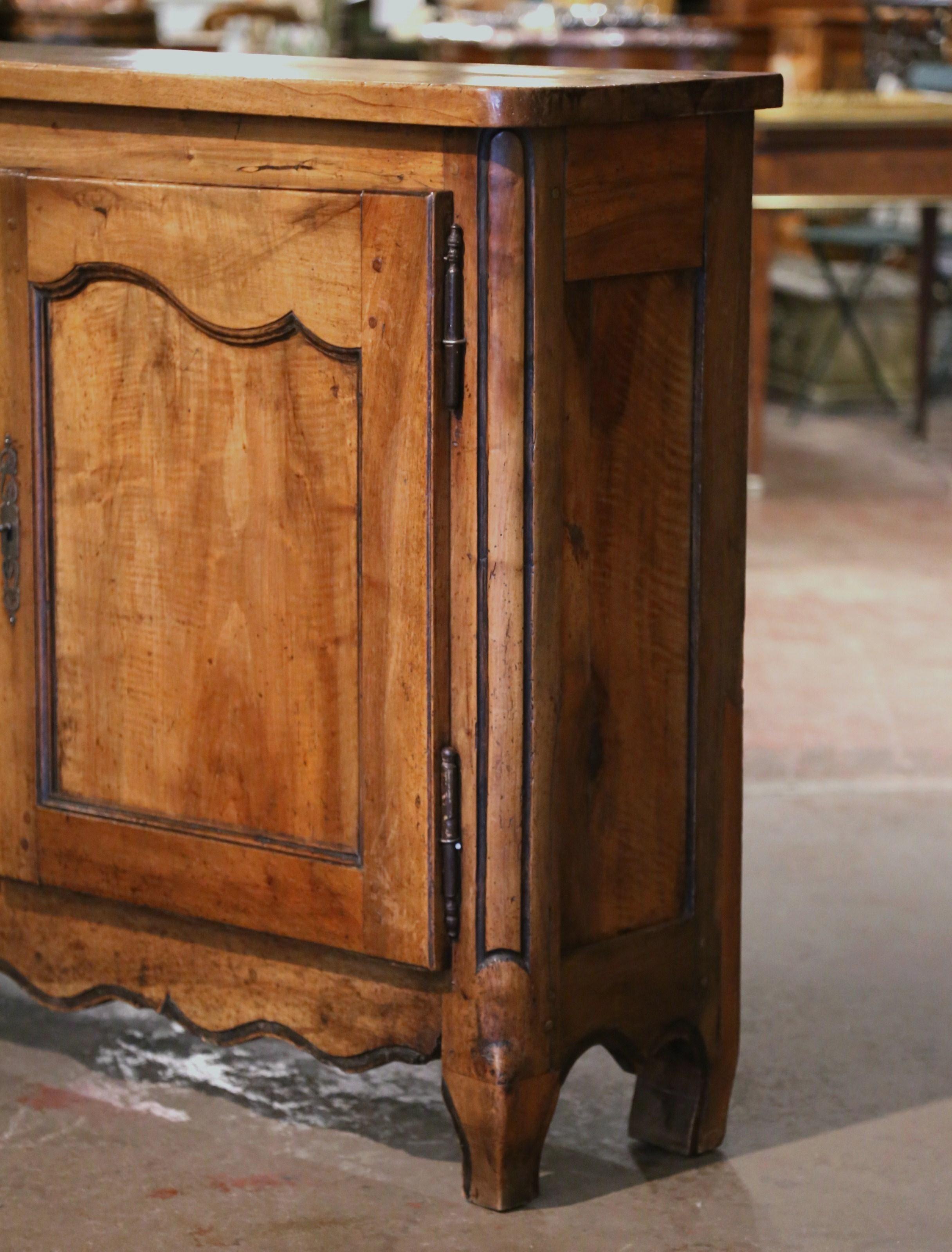 18th Century French Louis XV Carved Walnut Three-Door Buffet from Lyon In Excellent Condition In Dallas, TX