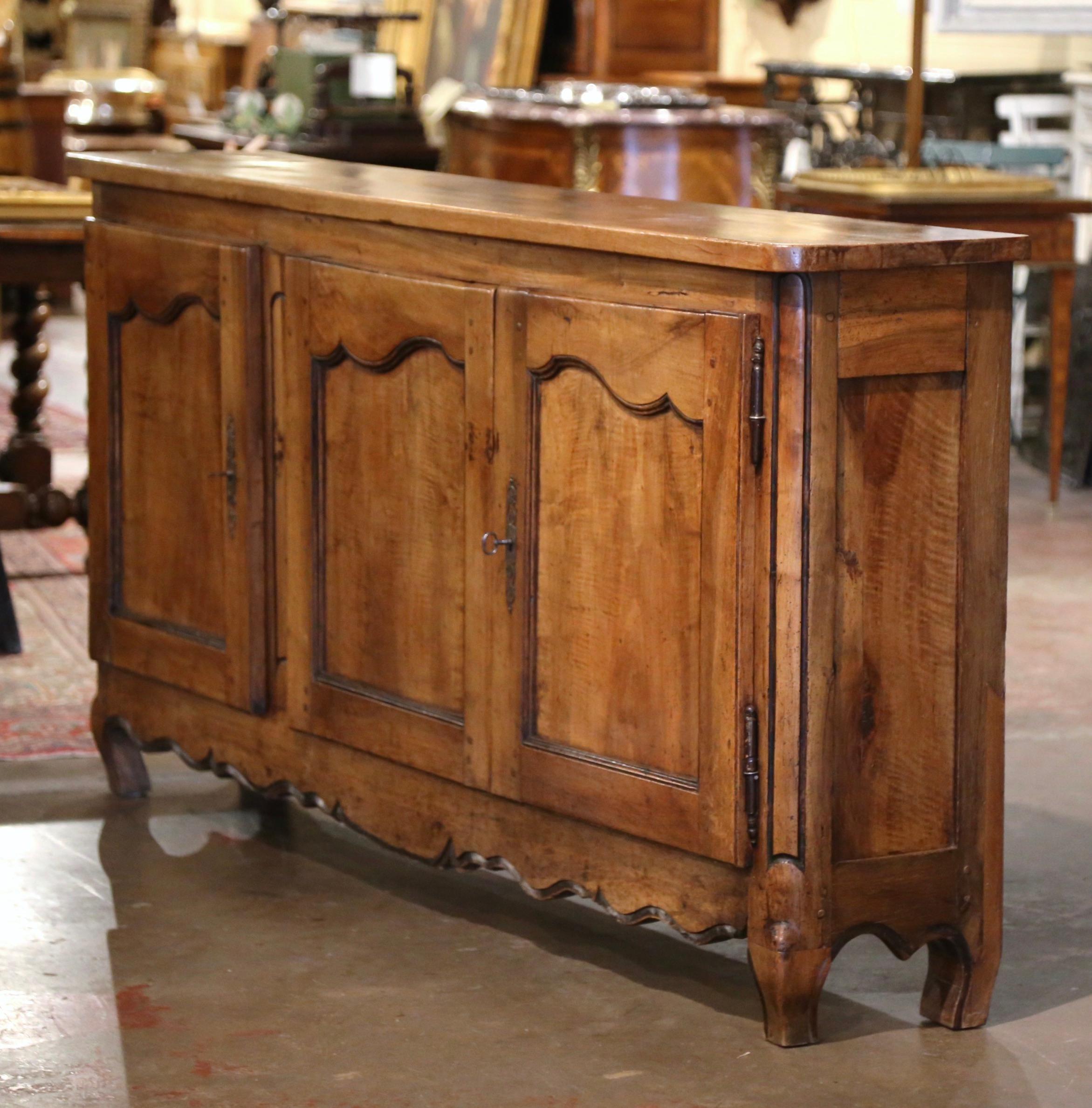 18th Century French Louis XV Carved Walnut Three-Door Buffet from Lyon 4