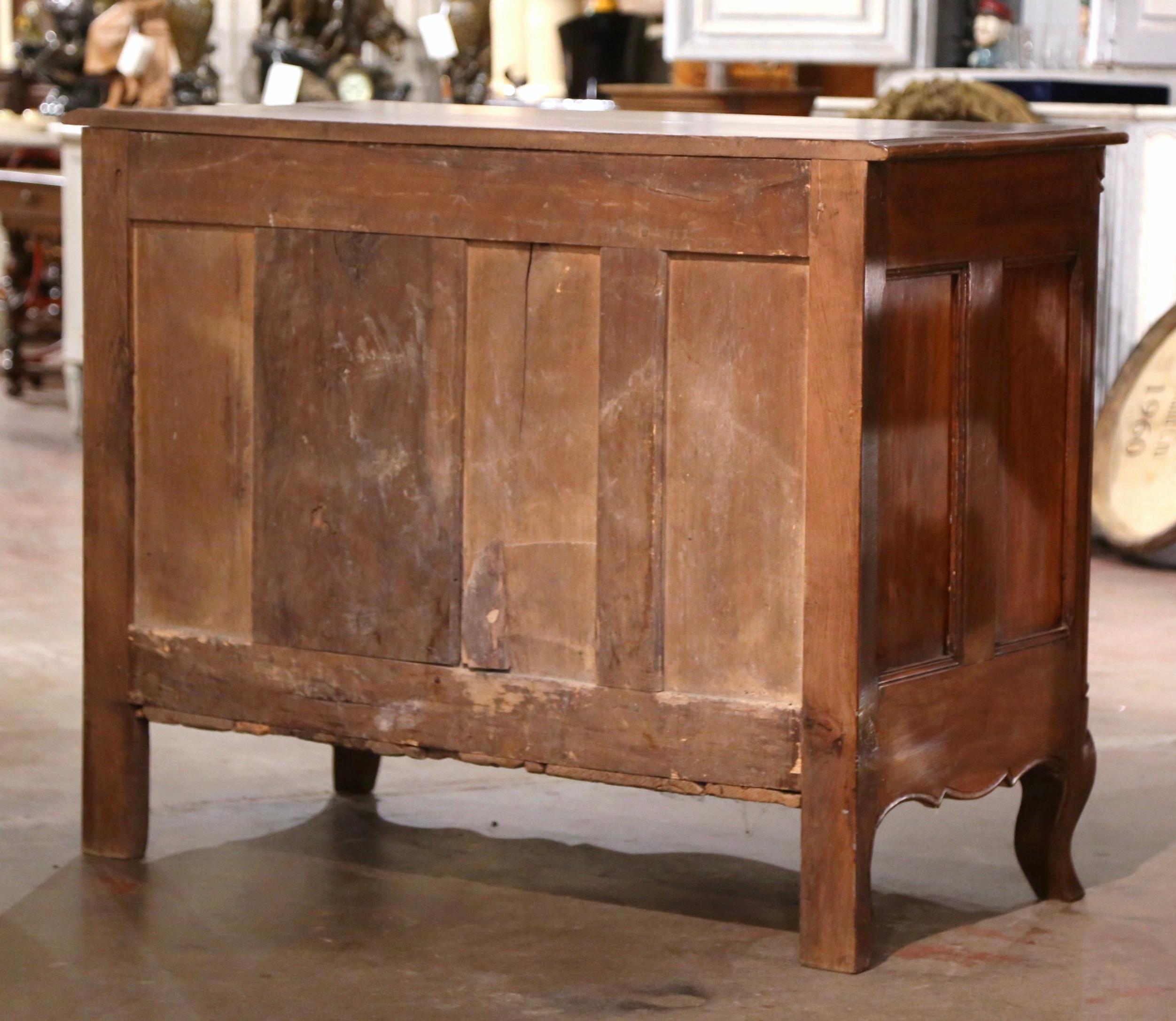 18th Century French Louis XV Carved Walnut Three-Drawer Commode Chest from Lyon For Sale 7