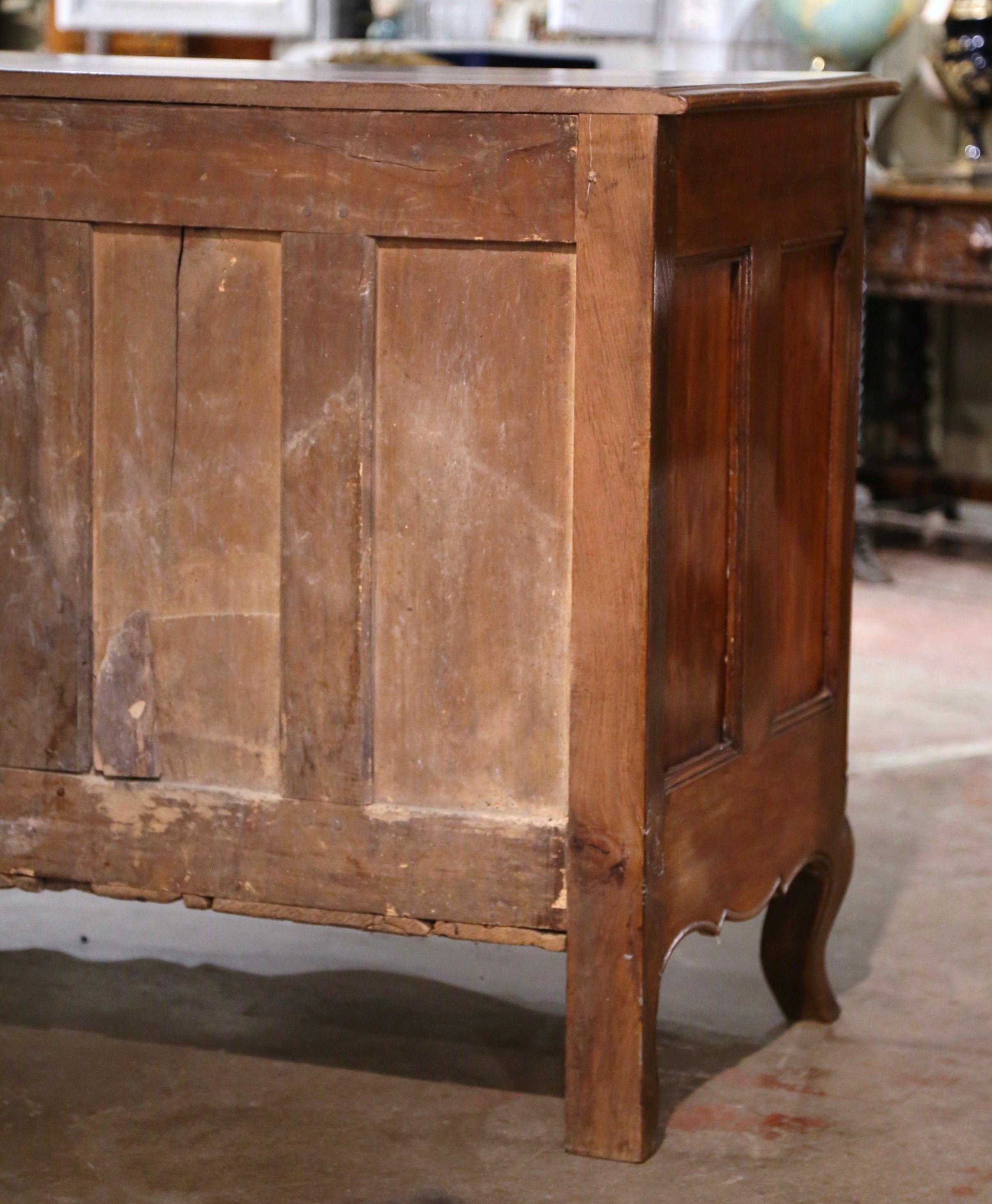 18th Century French Louis XV Carved Walnut Three-Drawer Commode Chest from Lyon For Sale 9
