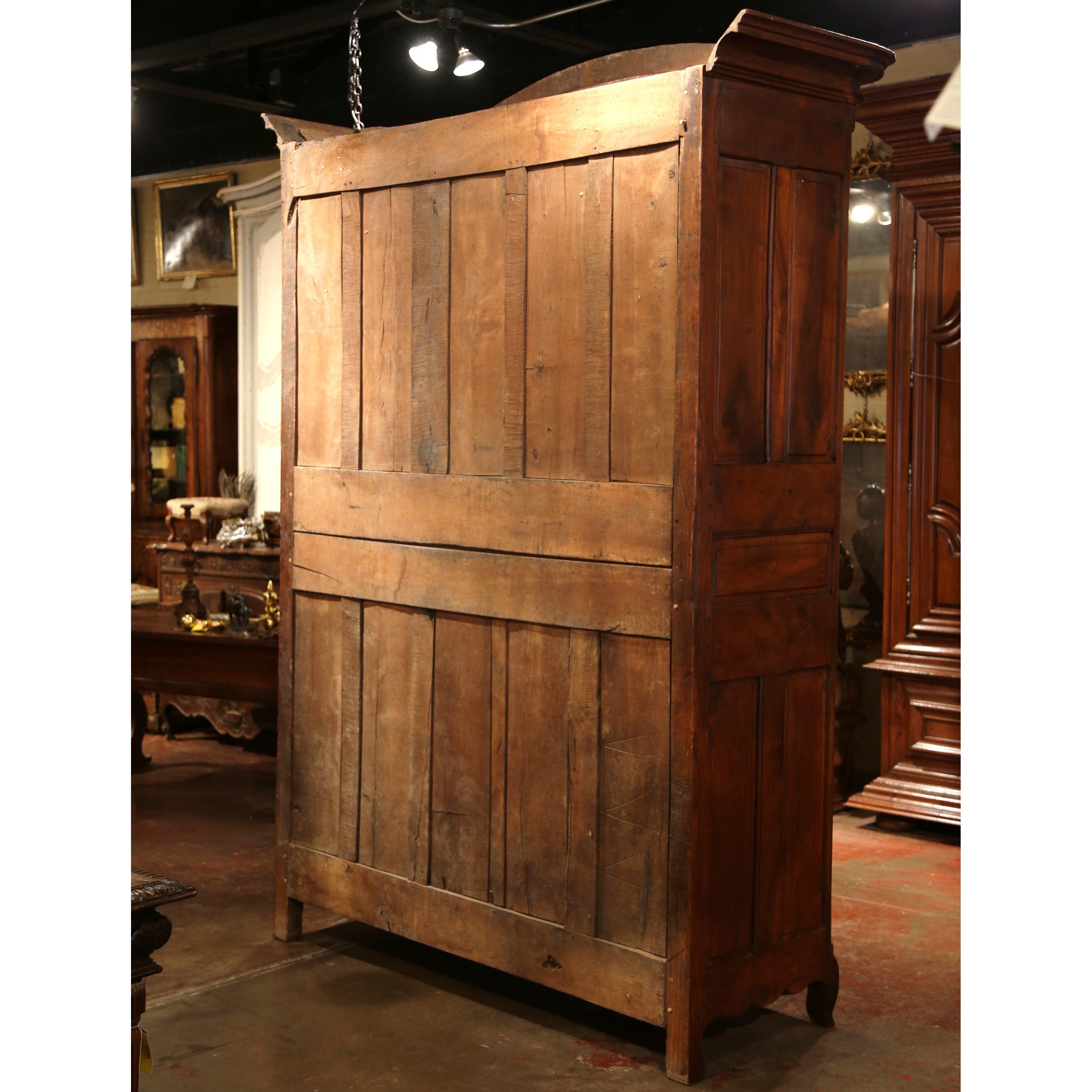 18th Century French Louis XV Carved Walnut Two-Door Armoire from Lyon 7