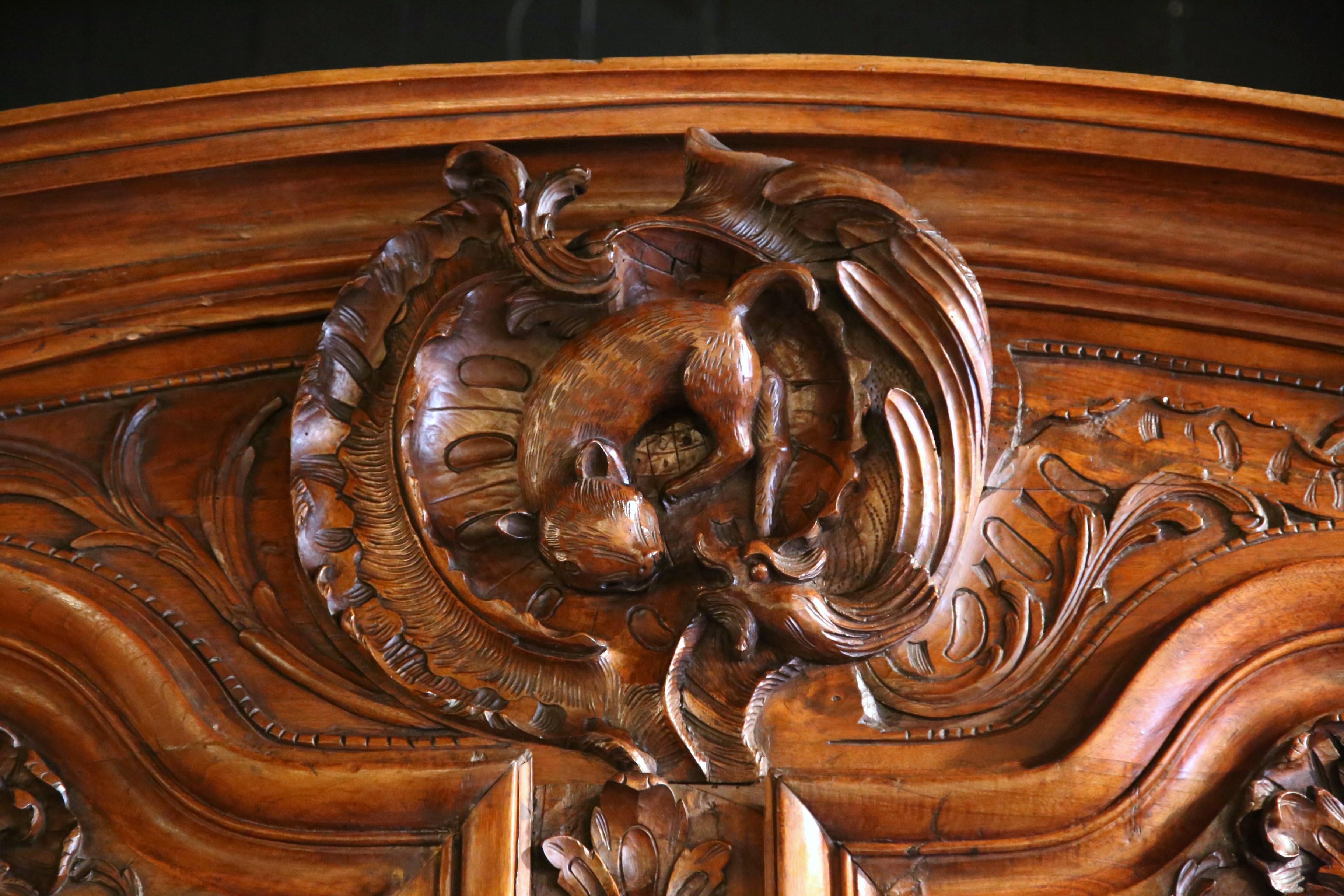 18th Century French Louis XV Carved Walnut Two-Door Armoire from Lyon 1