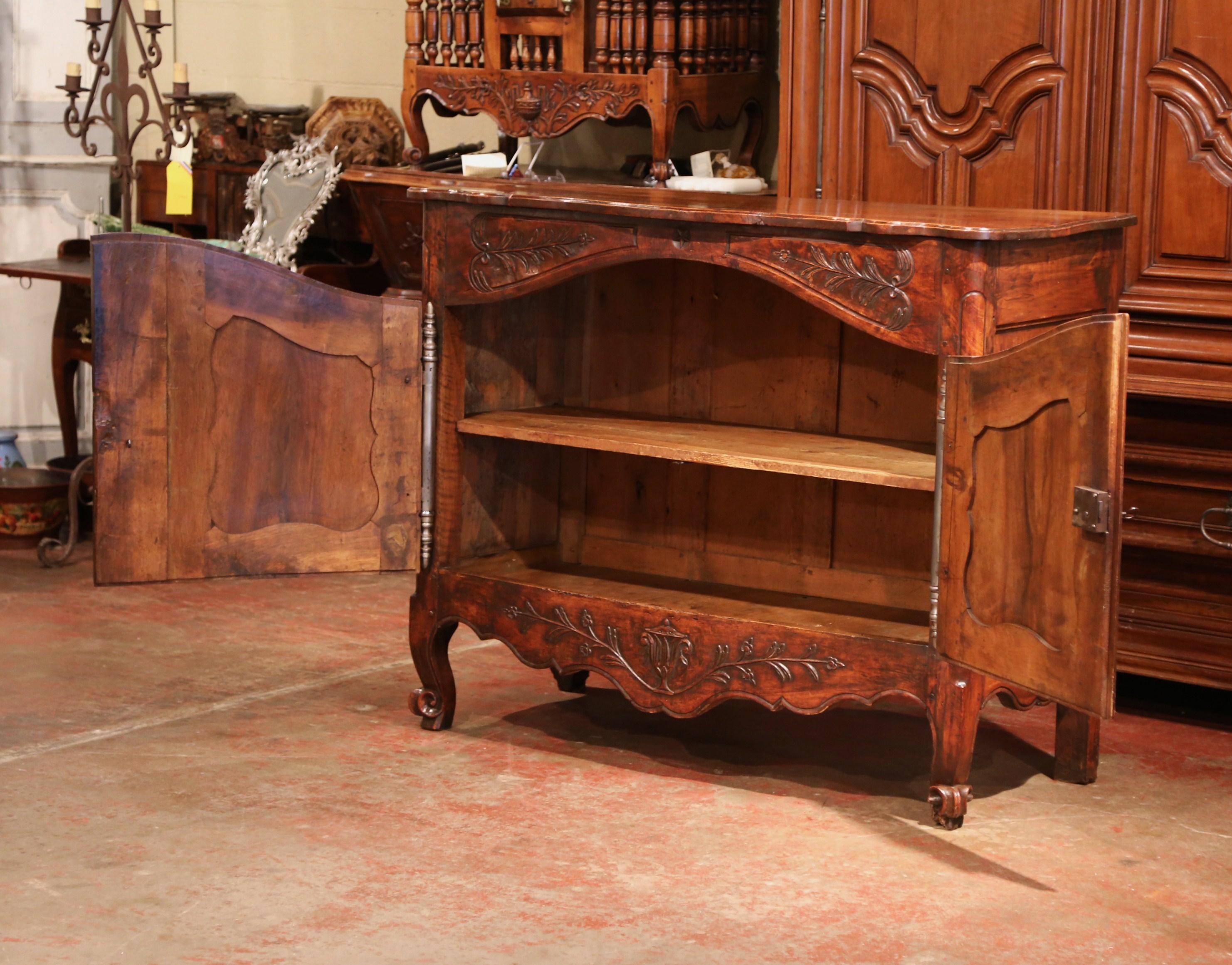 18th Century, French Louis XV Carved Walnut Two-Door Buffet from Provence 3