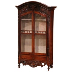 18th Century French Louis XV Carved Walnut Wall Cabinet from Provence