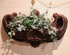 18th Century French Louis XV Carved Walnut Wall Jardiniere with Shell Motif