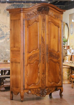 18th Century French Louis XV Carved Walnut Wedding Armoire from Provence