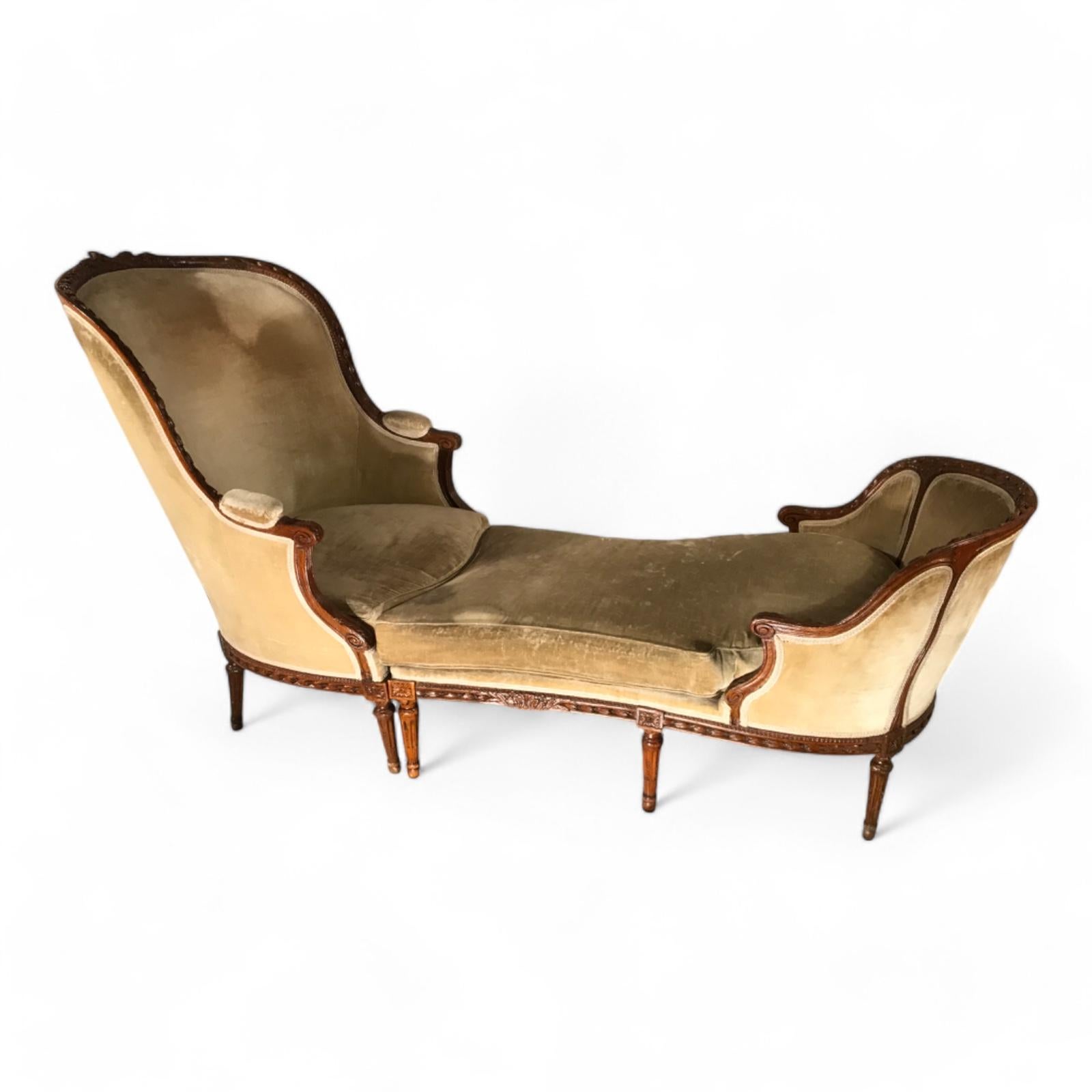 Chaise longue francesa Luis XV del siglo XVIII, conocida como 