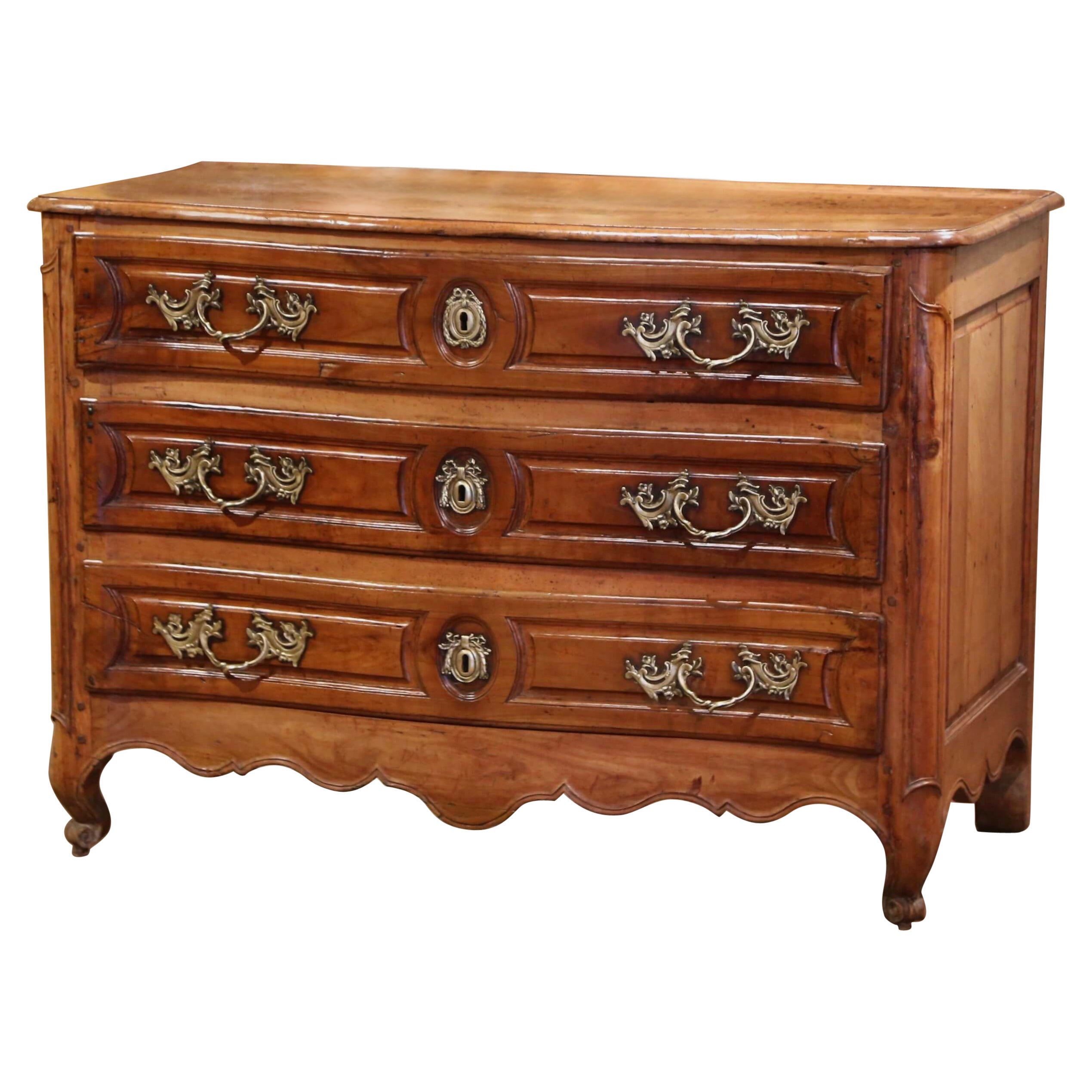 18th Century French Louis XV Cherry Commode Lyonnaise with Bronze Mounts
