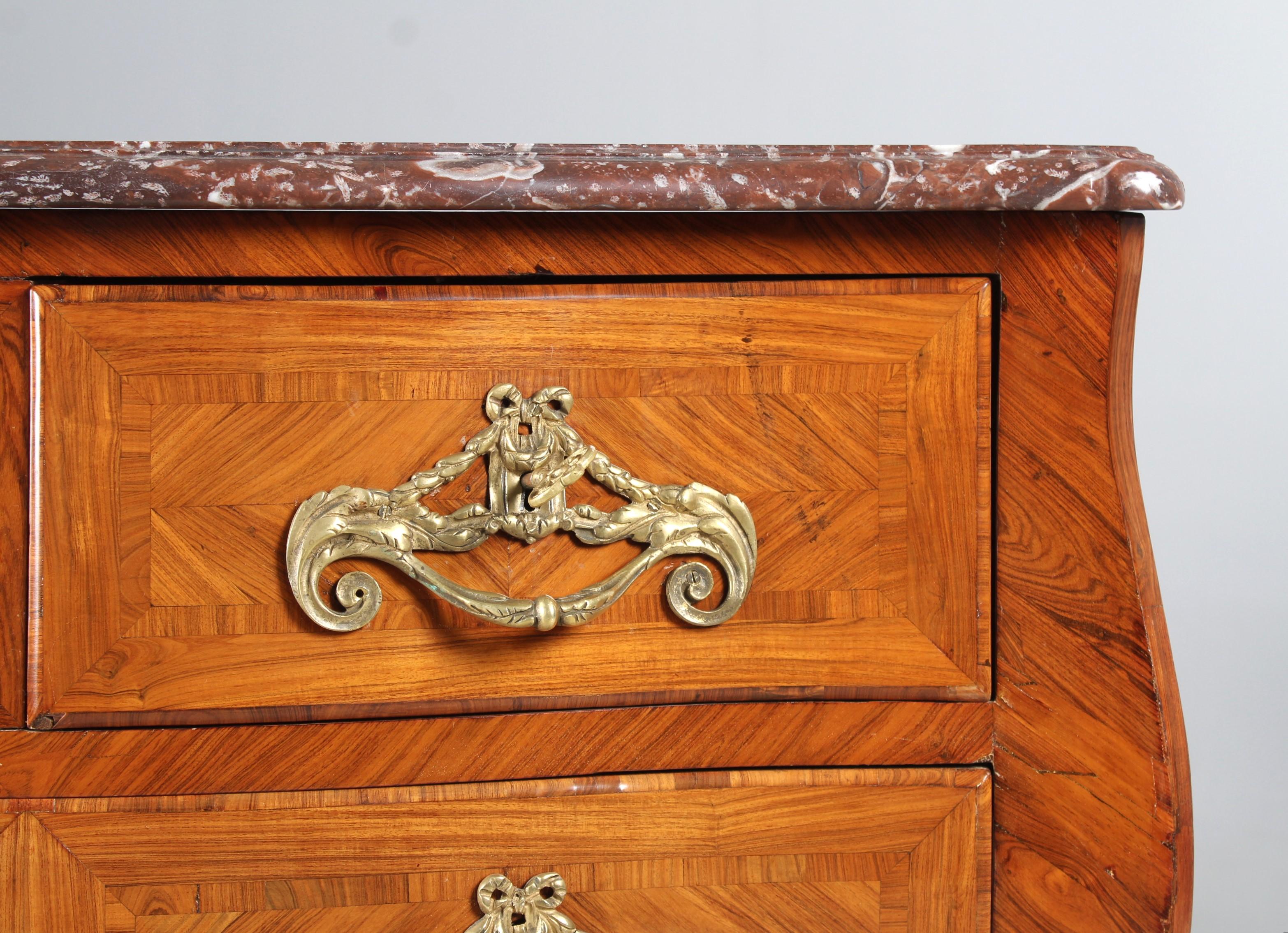 Marble 18th Century French Louis XV Commode, Chest of Drawers For Sale