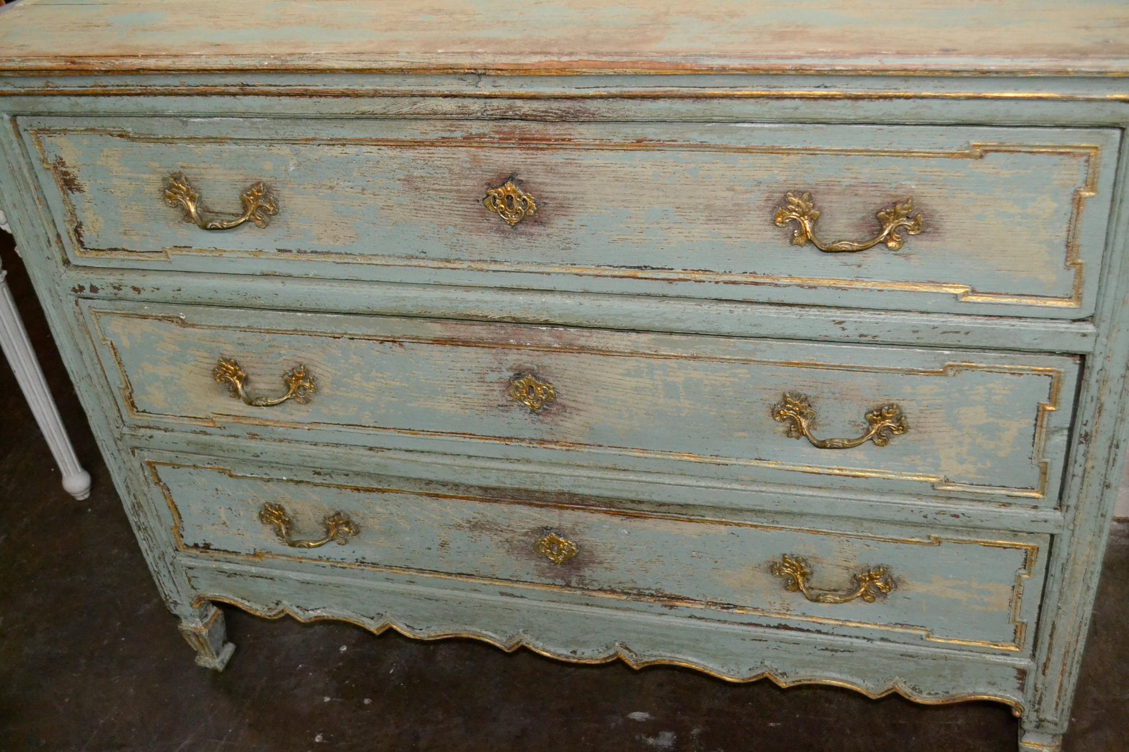 Wonderful 18th century French Louis XV carved and painted commode.