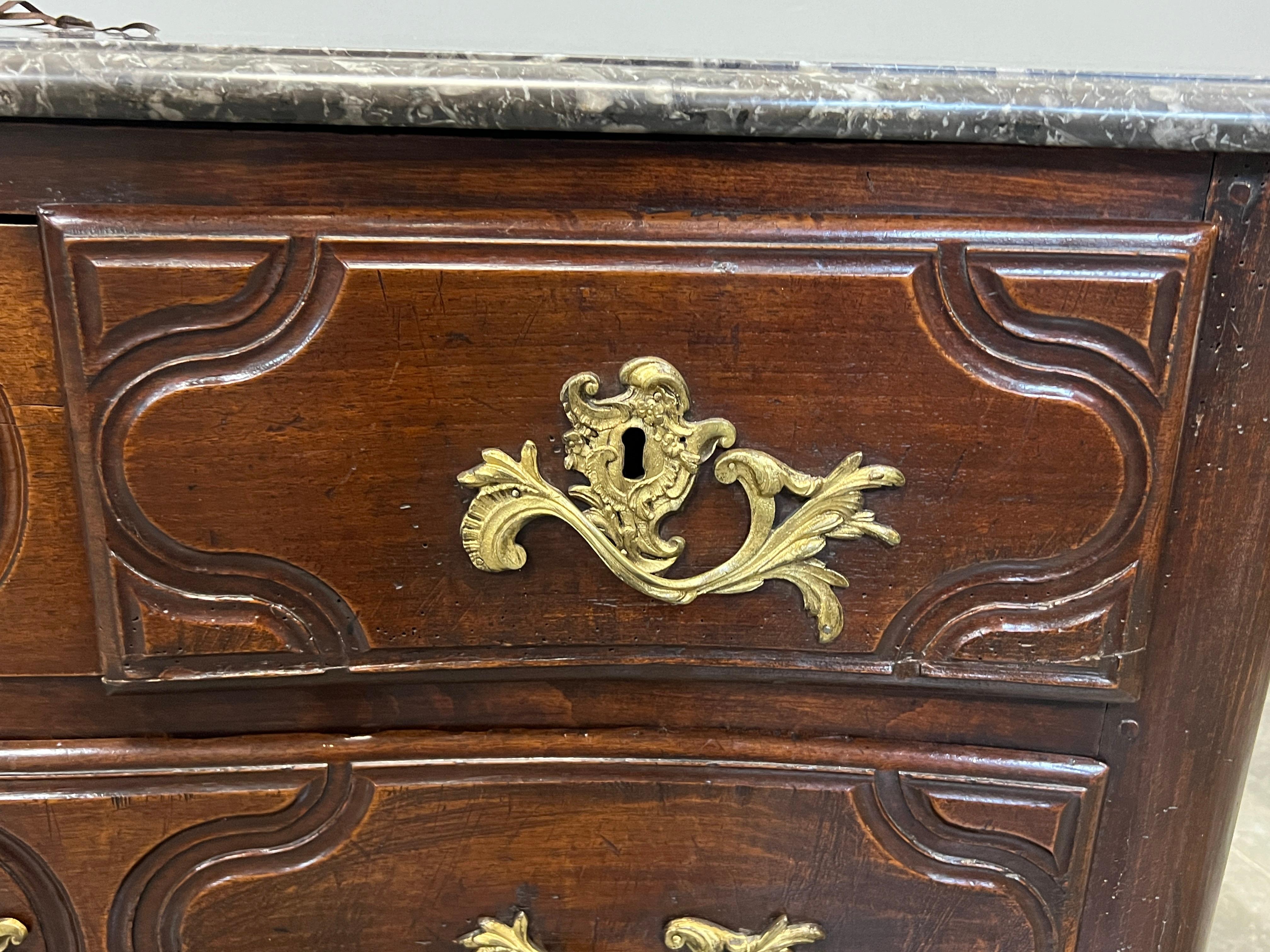 Hand-Crafted 18th Century French Louis XV Commode With Marble Top For Sale