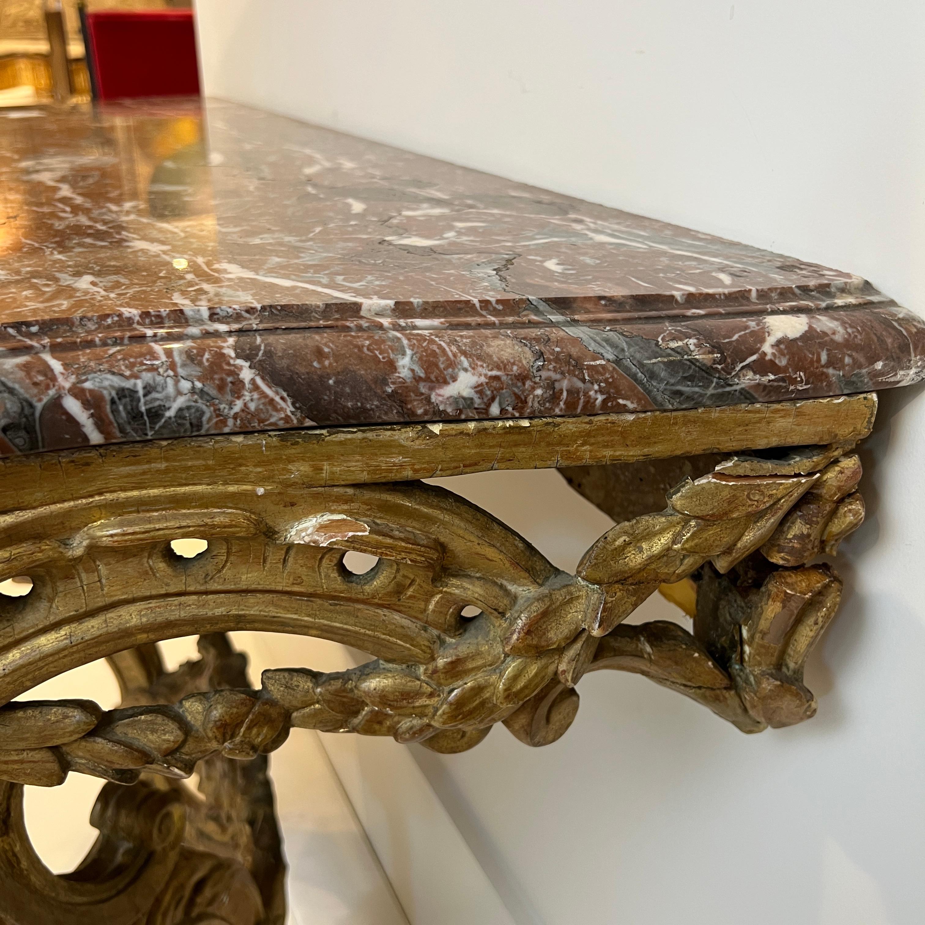 18th Century French Louis XV Console with Conforming Marble Top For Sale 1