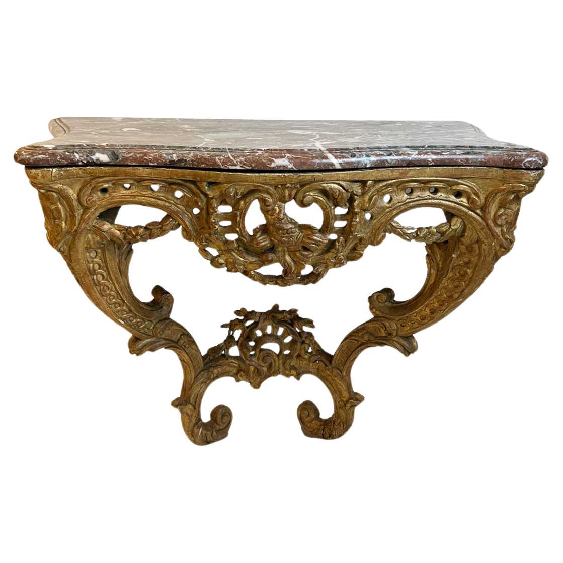 18th Century French Louis XV Console with Conforming Marble Top For Sale