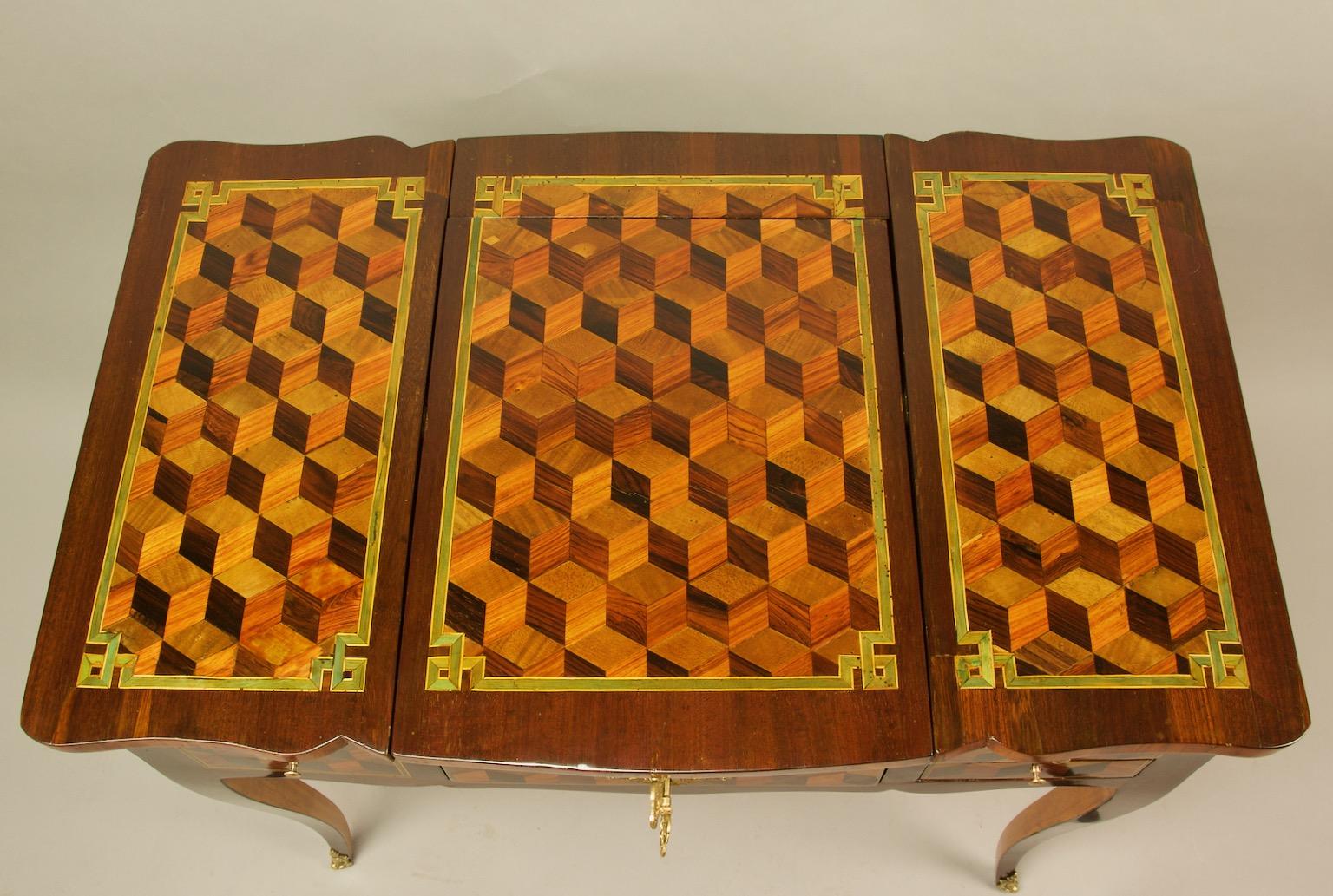 18th Century French Louis XV Cube Pattern Marquetry Dressing Table or Coiffeuse 6
