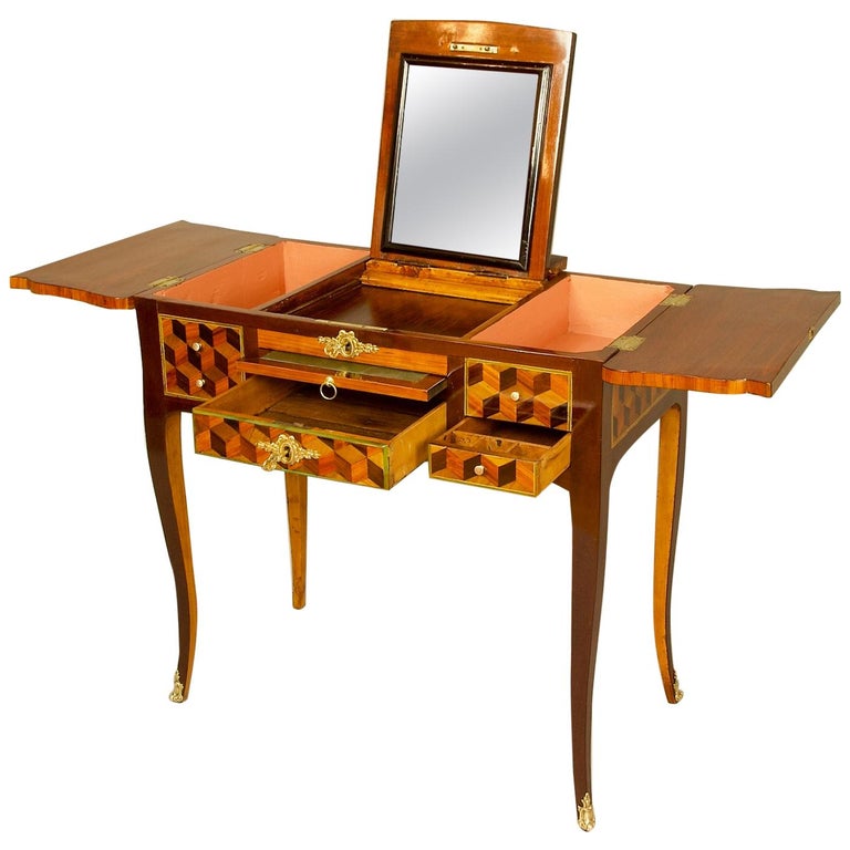 18th Century French Louis XV Cube Pattern Marquetry Dressing Table or  Coiffeuse at 1stDibs