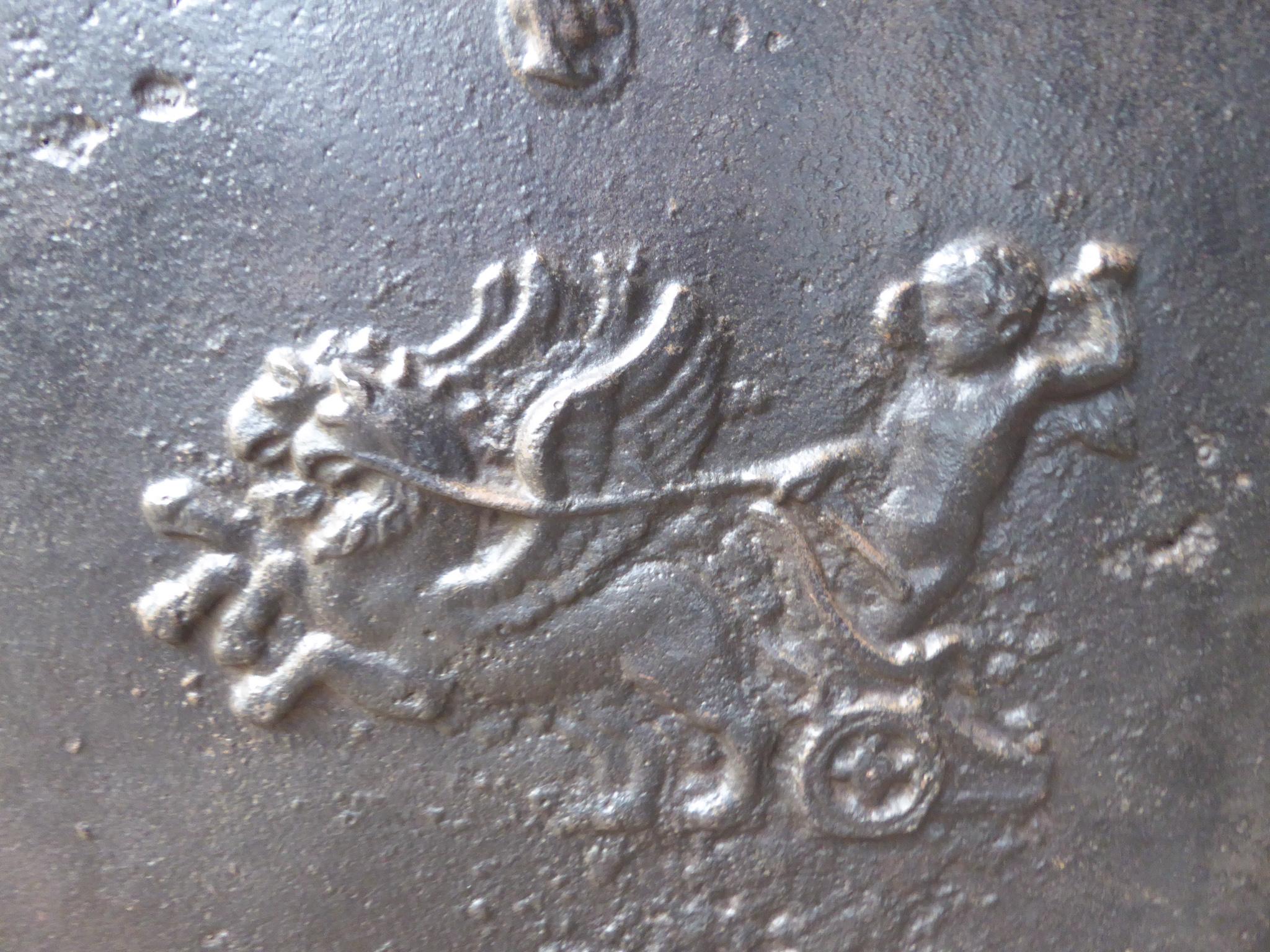 18th Century and Earlier 18th Century French Louis XV 'Cupid' Fireback / Backsplash For Sale