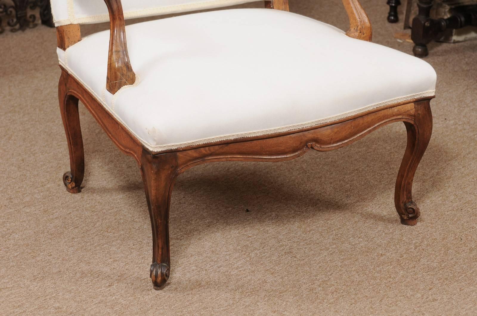 Upholstery 18th Century French Louis XV Fauteuil in Walnut