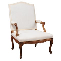 18th Century French Louis XV Fauteuil in Walnut