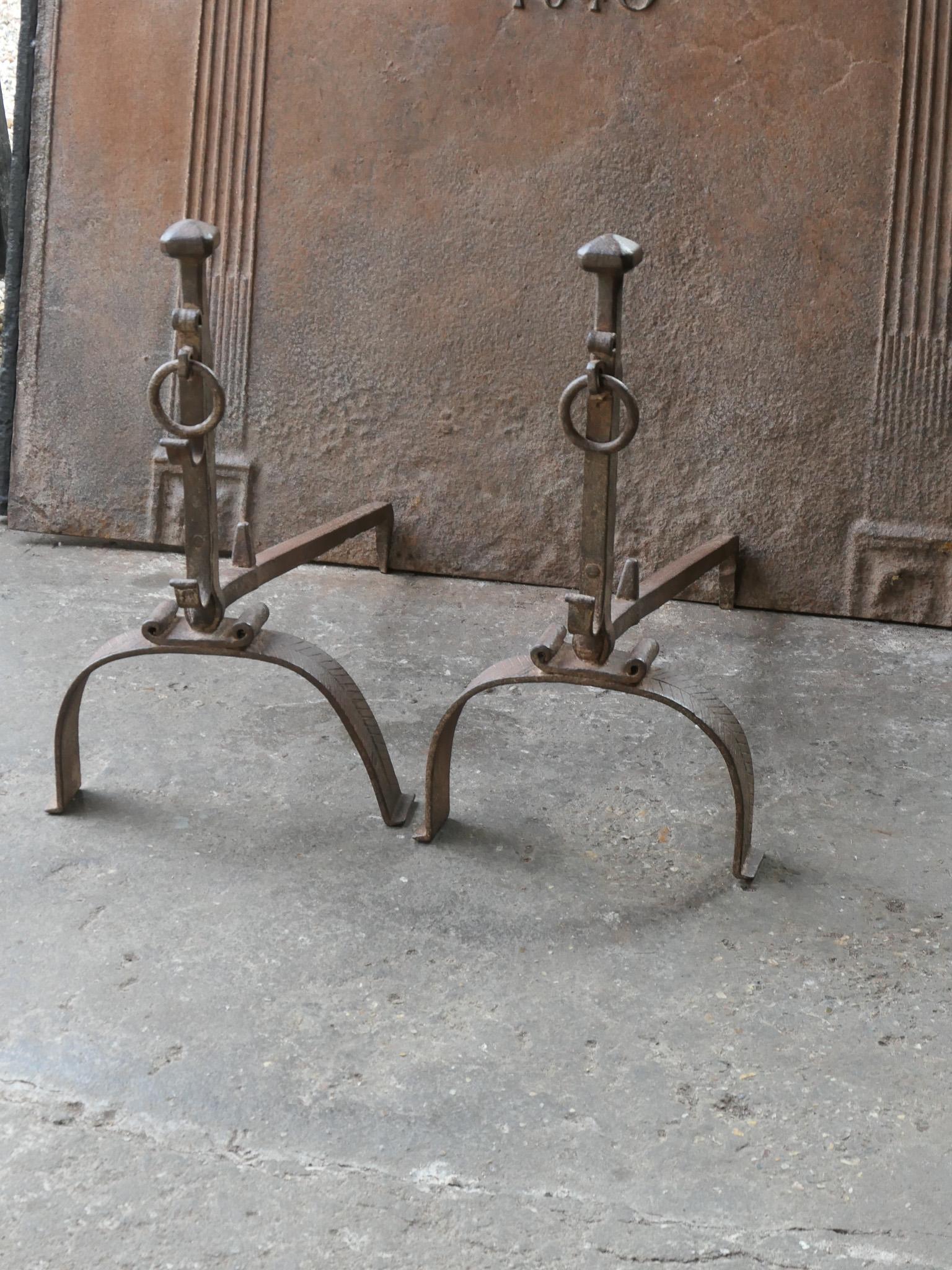 18th Century French Louis XV Fire Andirons In Good Condition For Sale In Amerongen, NL