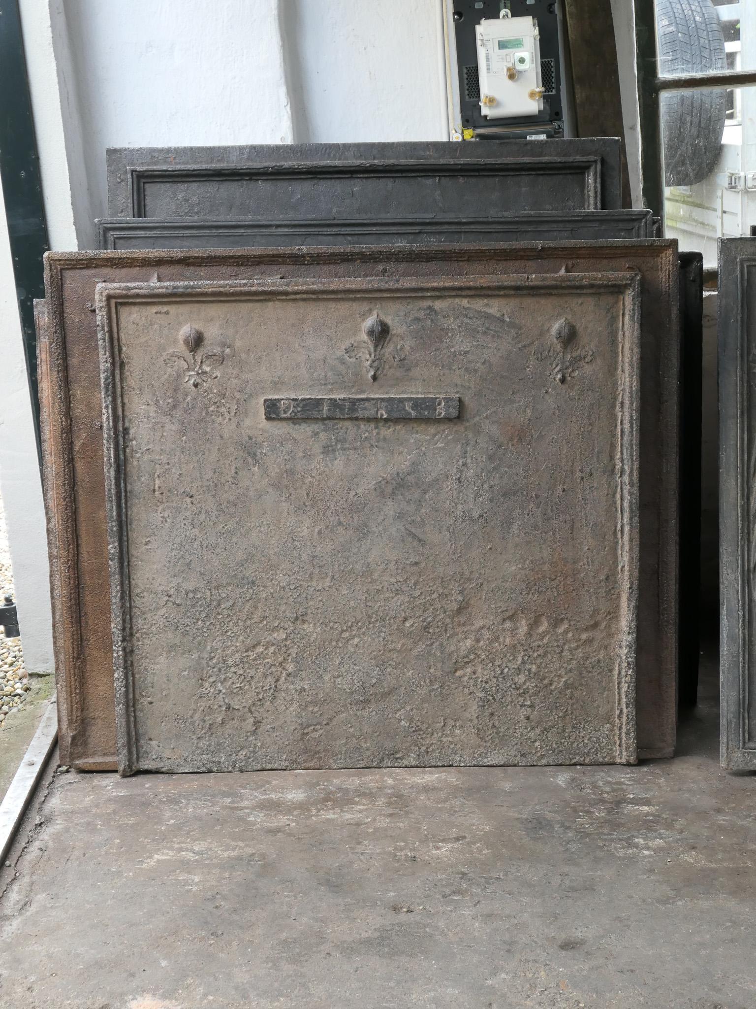 18th Century French Louis XV Fireback / Backsplash with Fleurs De Lys In Good Condition For Sale In Amerongen, NL