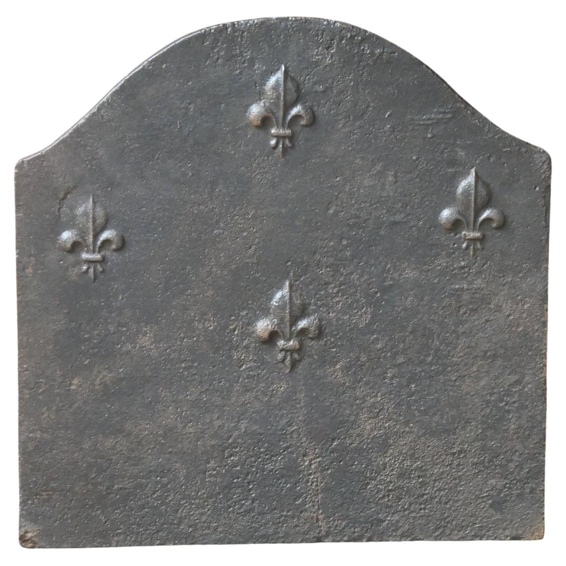 18th Century French Louis XV Fireback / Backsplash with Fleurs De Lys