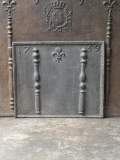 18th C. French Louis XV Fireback / Backsplash with Pillars and Fleur De Lys