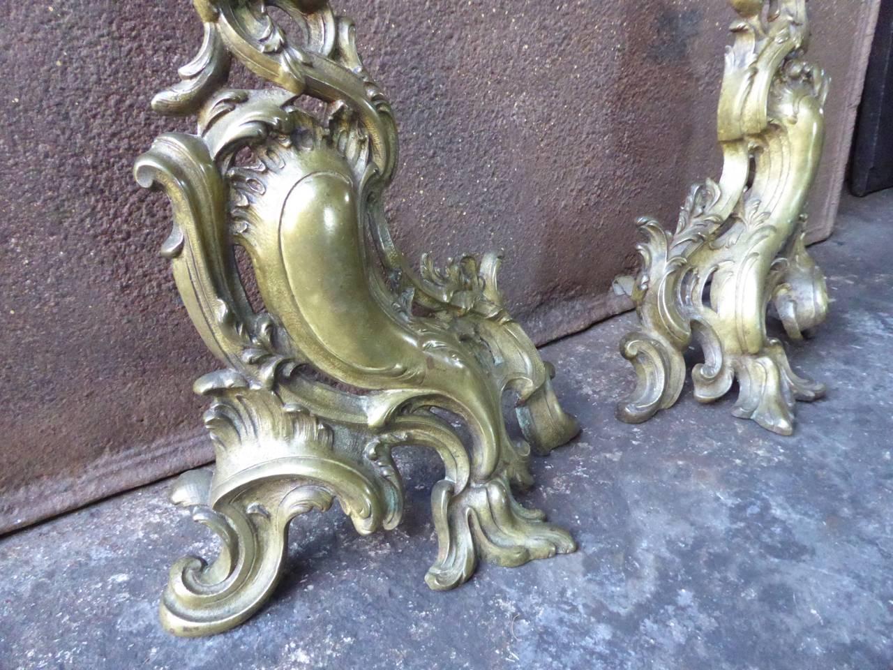 Brass 18th Century French Louis XV Fireplace Fender