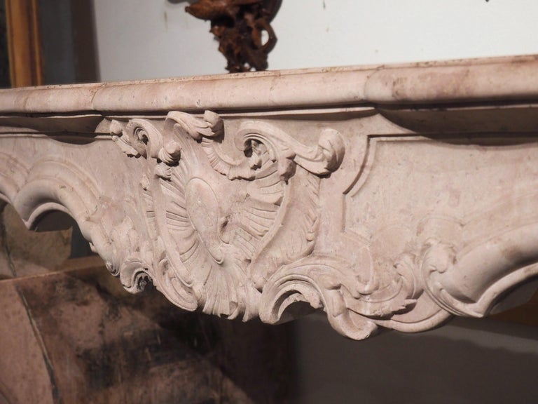 18th Century French Louis XV Fireplace in Sculpted Pierre Rose De ...