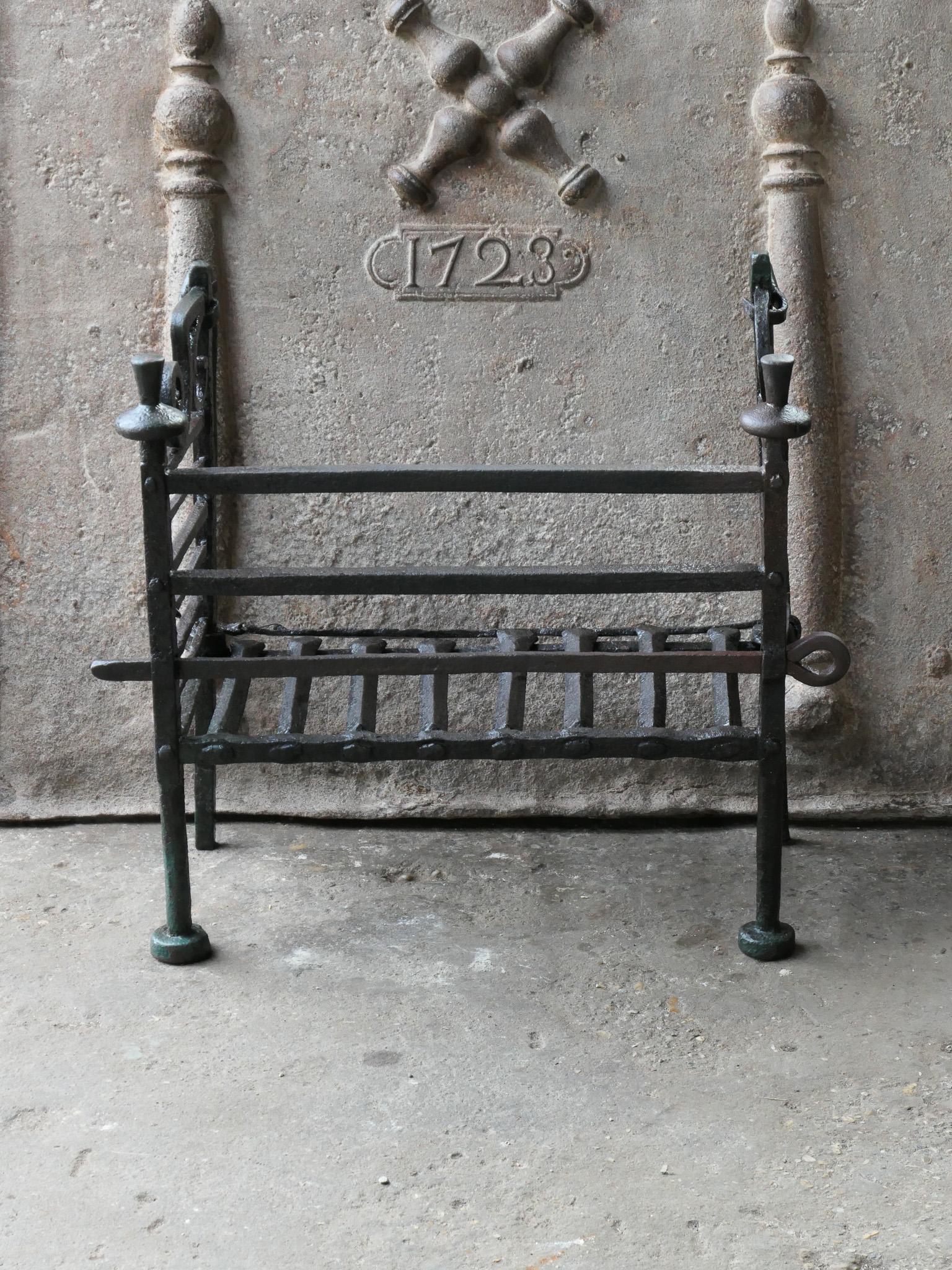 Forged 18th Century French Louis XV Fireplace Log Grate
