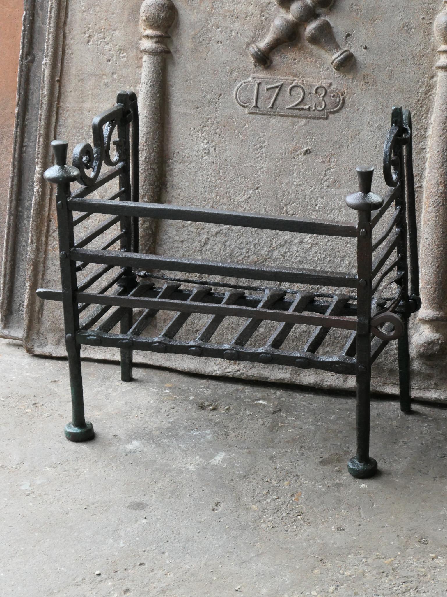 Wrought Iron 18th Century French Louis XV Fireplace Log Grate