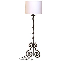 18th Century French Louis XV Forged Wrought Iron Floor Lamp