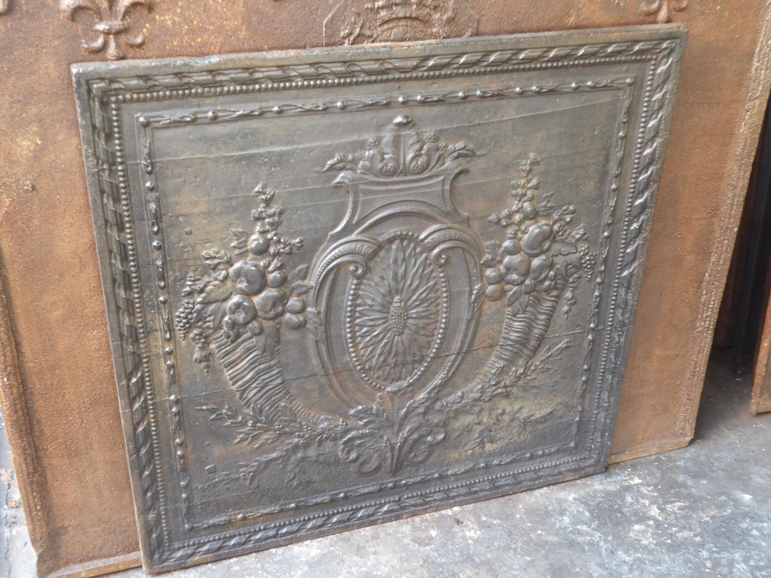 Cast 18th Century French Louis XV 'Fruits of the Summer' Fireback