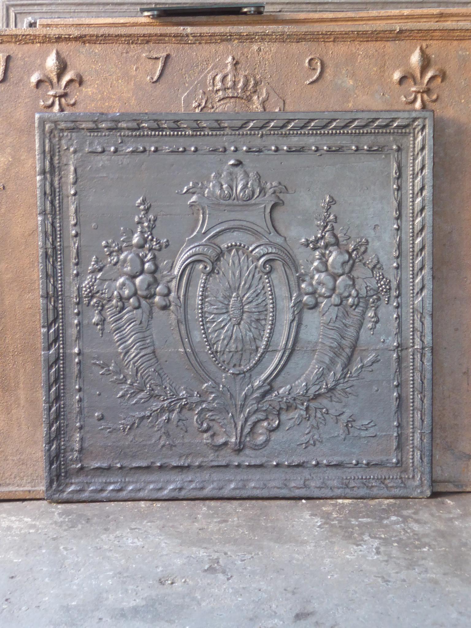 Cast 18th Century French Louis XV 'Fruits of the Summer' Fireback / Backsplash For Sale