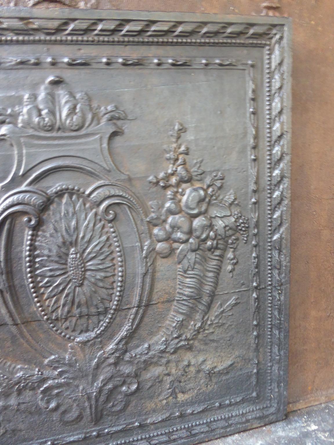 Iron 18th Century French Louis XV 'Fruits of the Summer' Fireback