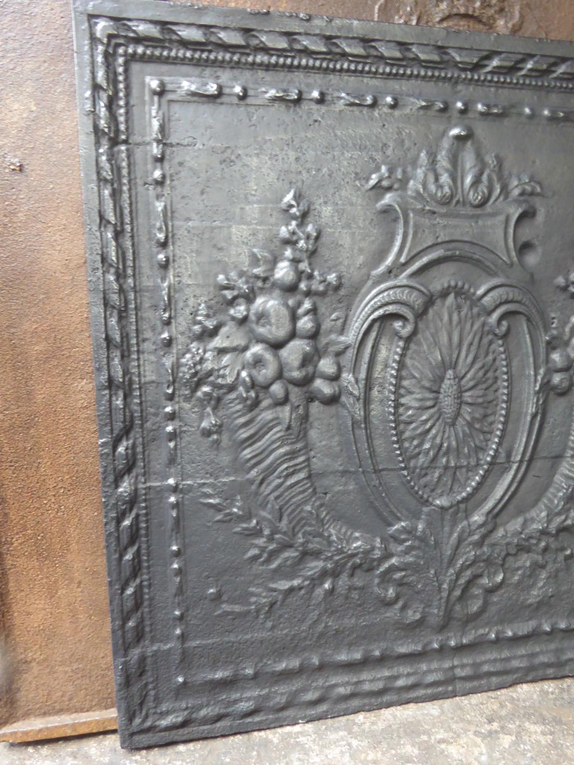Iron 18th Century French Louis XV 'Fruits of the Summer' Fireback