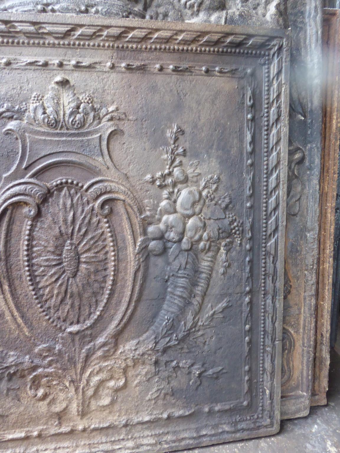 Iron 18th Century French Louis XV 'Fruits of the Summer' Fireback