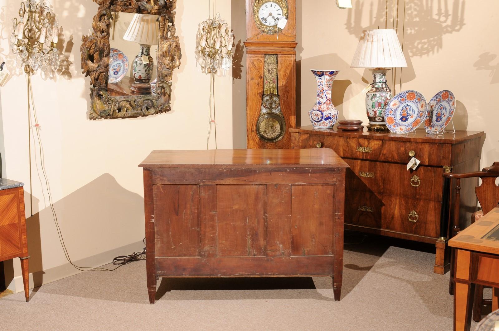 18th Century and Earlier 18th Century French Louis XV Fruitwood Commode with 3 Drawers & Serpentine Front For Sale