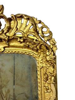 18th Century French Louis XV Giltwood Mirror with Original Mercury Glass