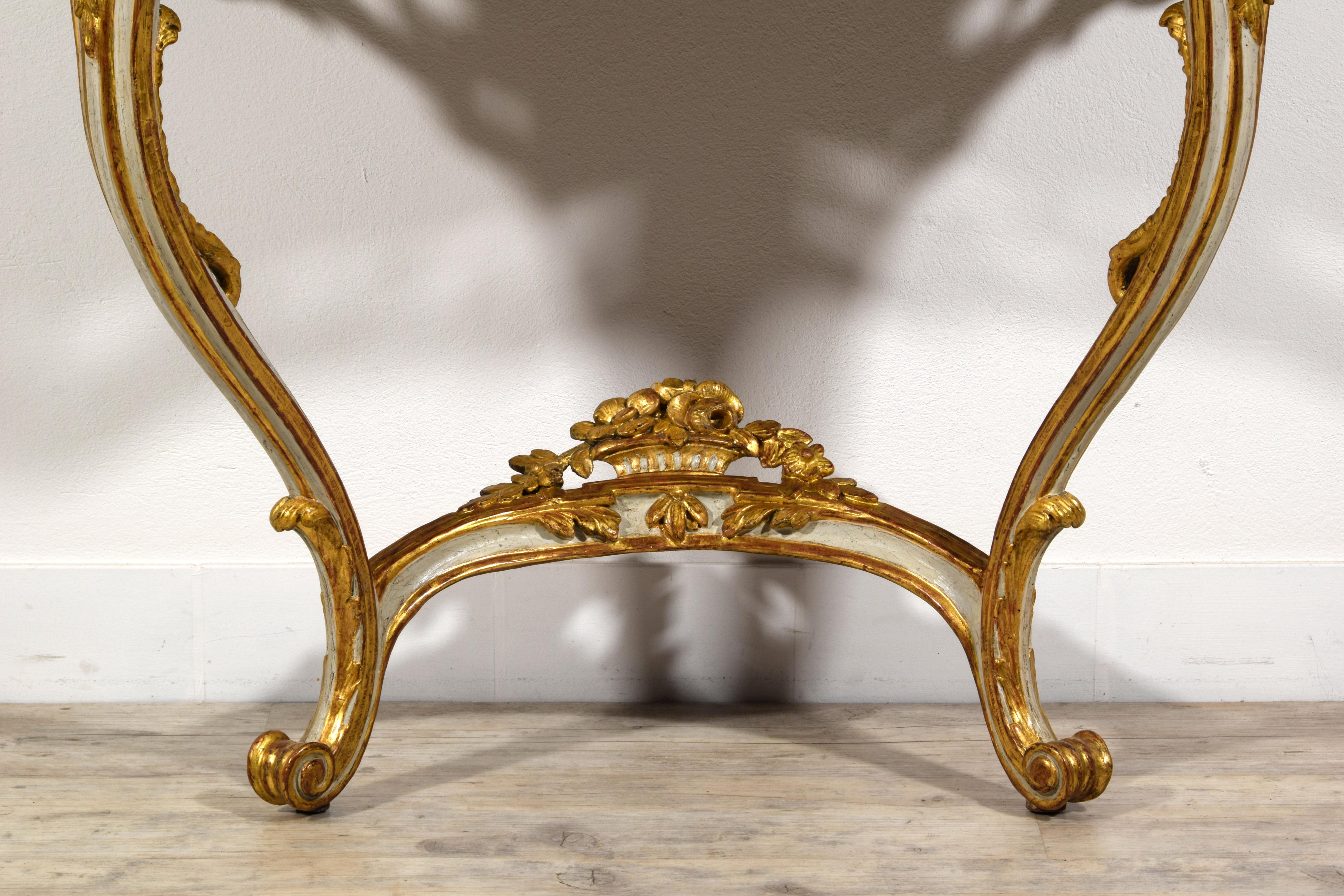 18th Century, French Louis XV Lacquered and Gilt Wood Console For Sale 13