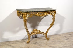 18th Century, French Louis XV Lacquered and Gilt Wood Console