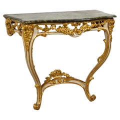 18. Jahrhundert, französische Konsole aus lackiertem und vergoldetem Wood Wood, Louis XV