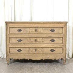 18th Century French Louis XV-Louis XVI Transition Period Bleached Oak Commode