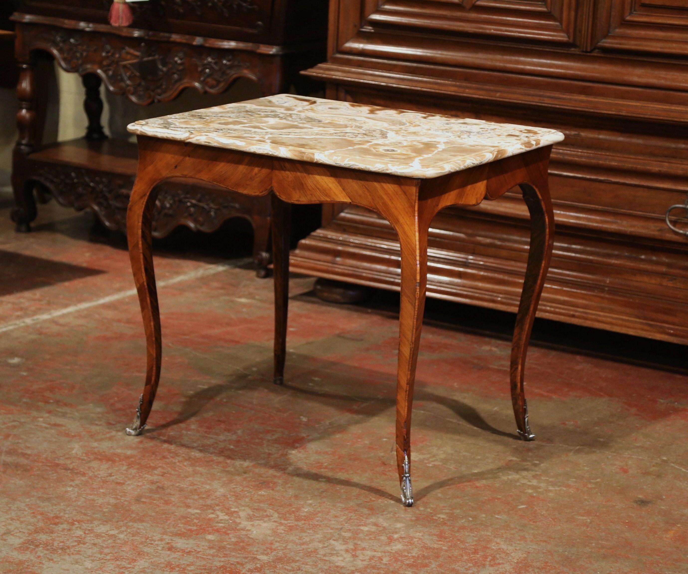 18th Century French Louis XV Mahogany Occasional Table with Marble Top 1