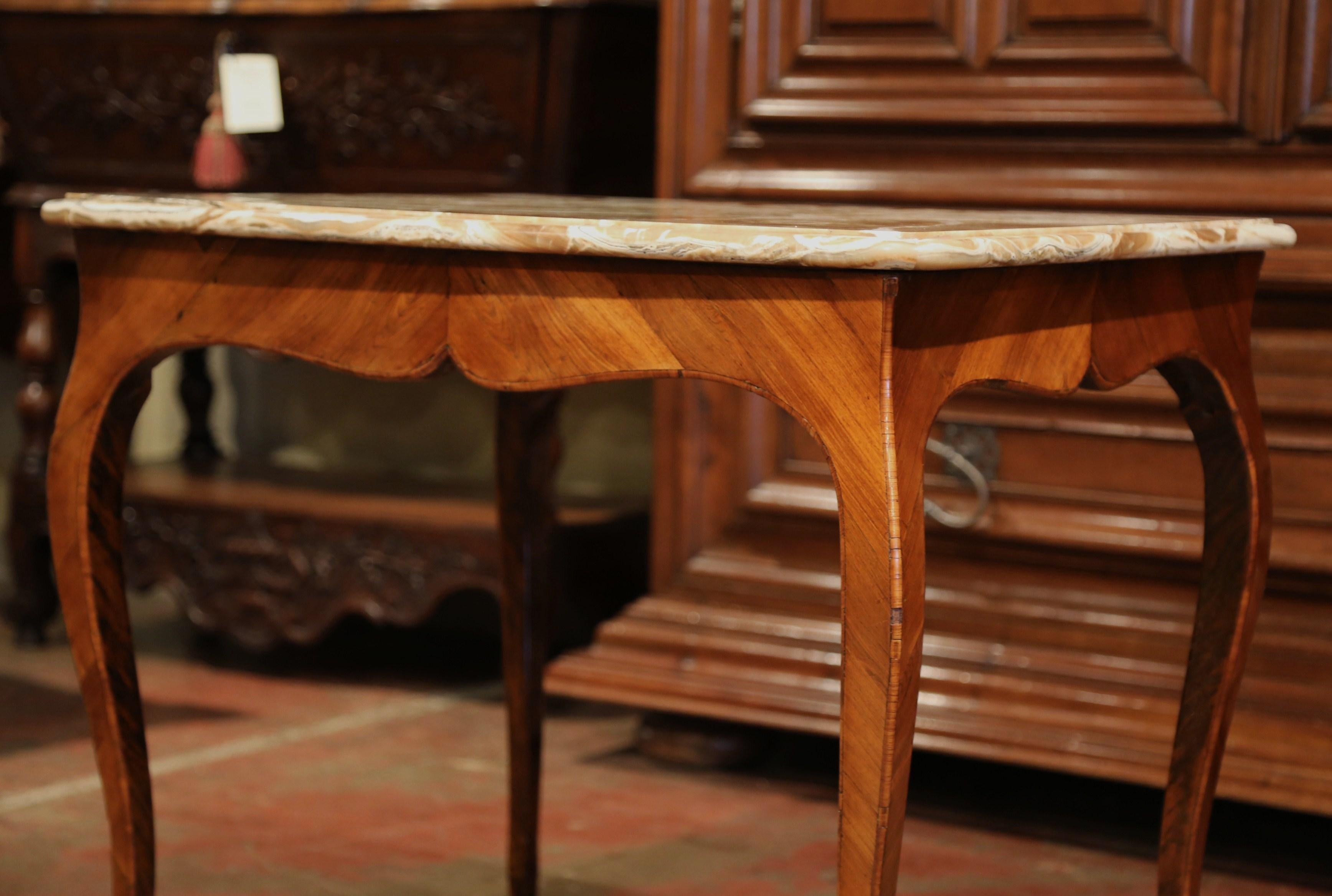 18th Century French Louis XV Mahogany Occasional Table with Marble Top 2