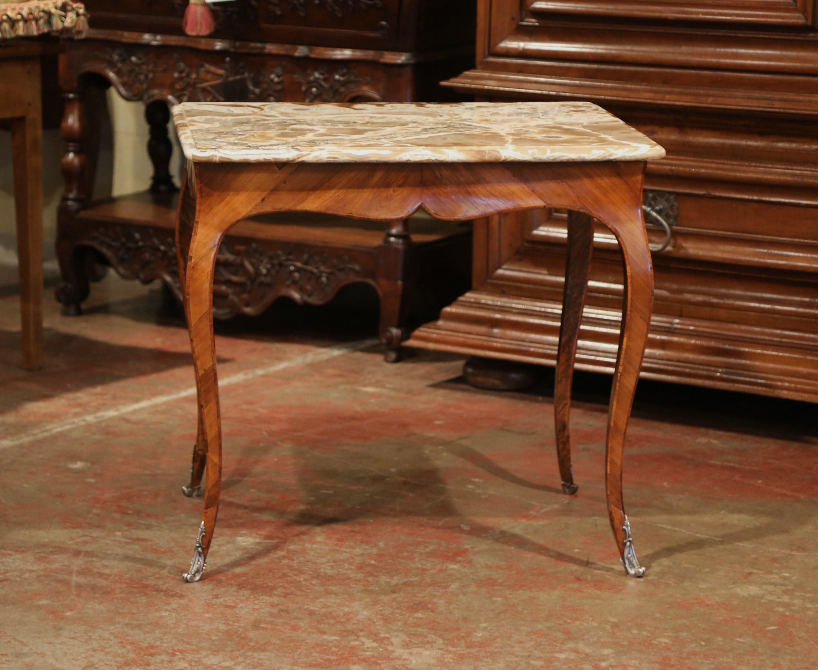 18th Century French Louis XV Mahogany Occasional Table with Marble Top 3