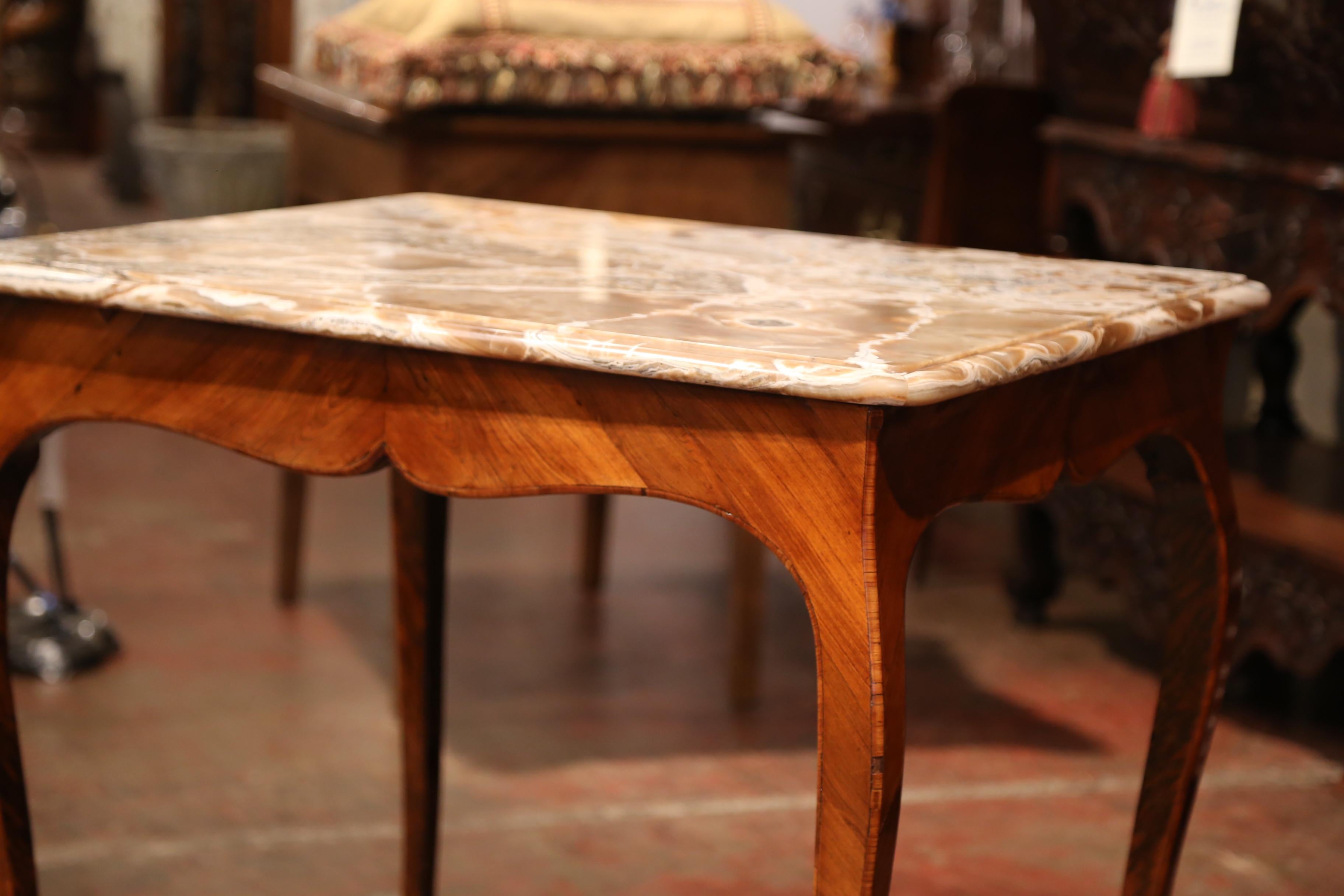 18th Century French Louis XV Mahogany Occasional Table with Marble Top 4
