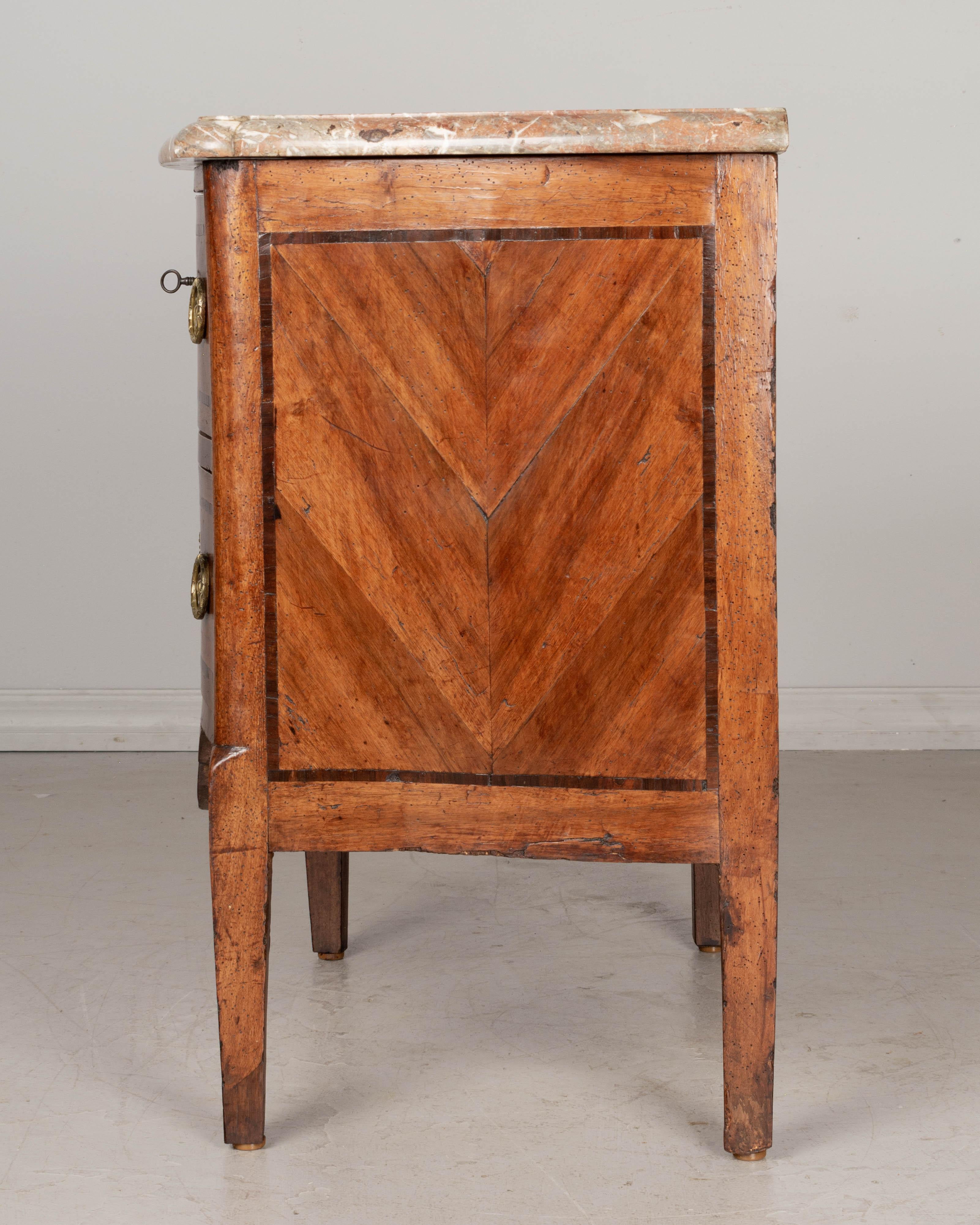 18th Century and Earlier 18th Century French Louis XV Marble Top Commode For Sale