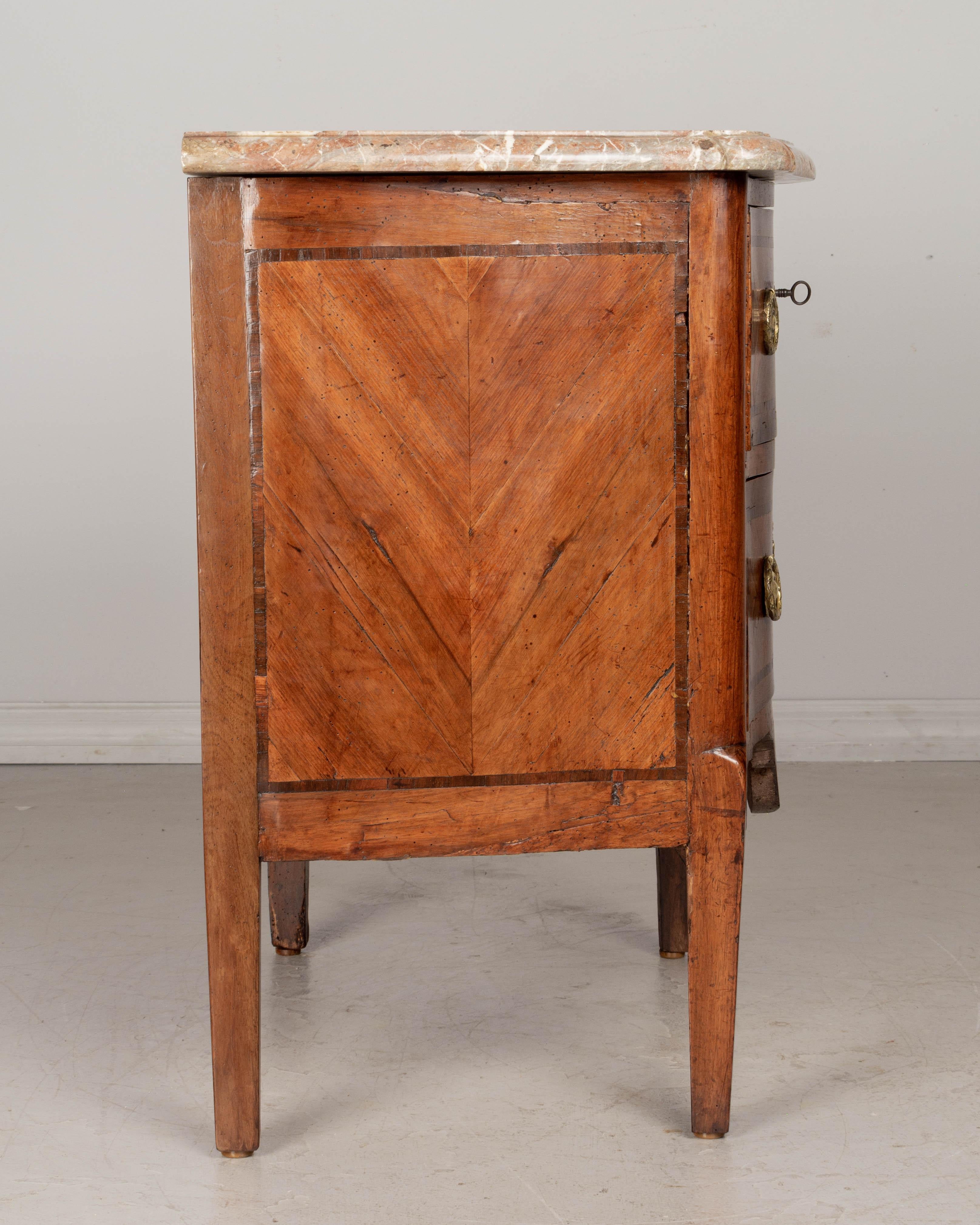 Brass 18th Century French Louis XV Marble Top Commode For Sale